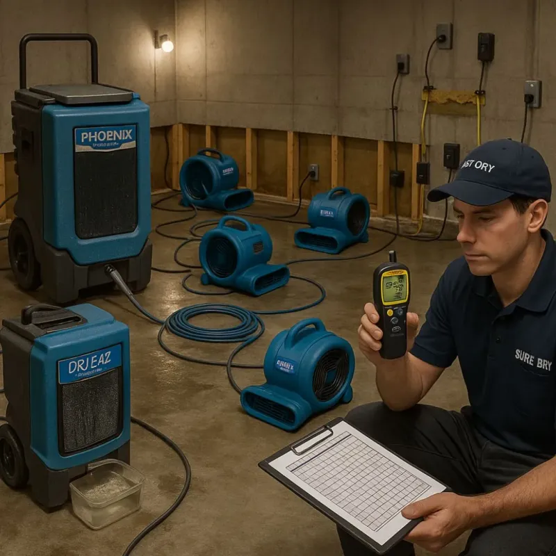 Structural Drying and Dehumidification process in Sun City, AZ